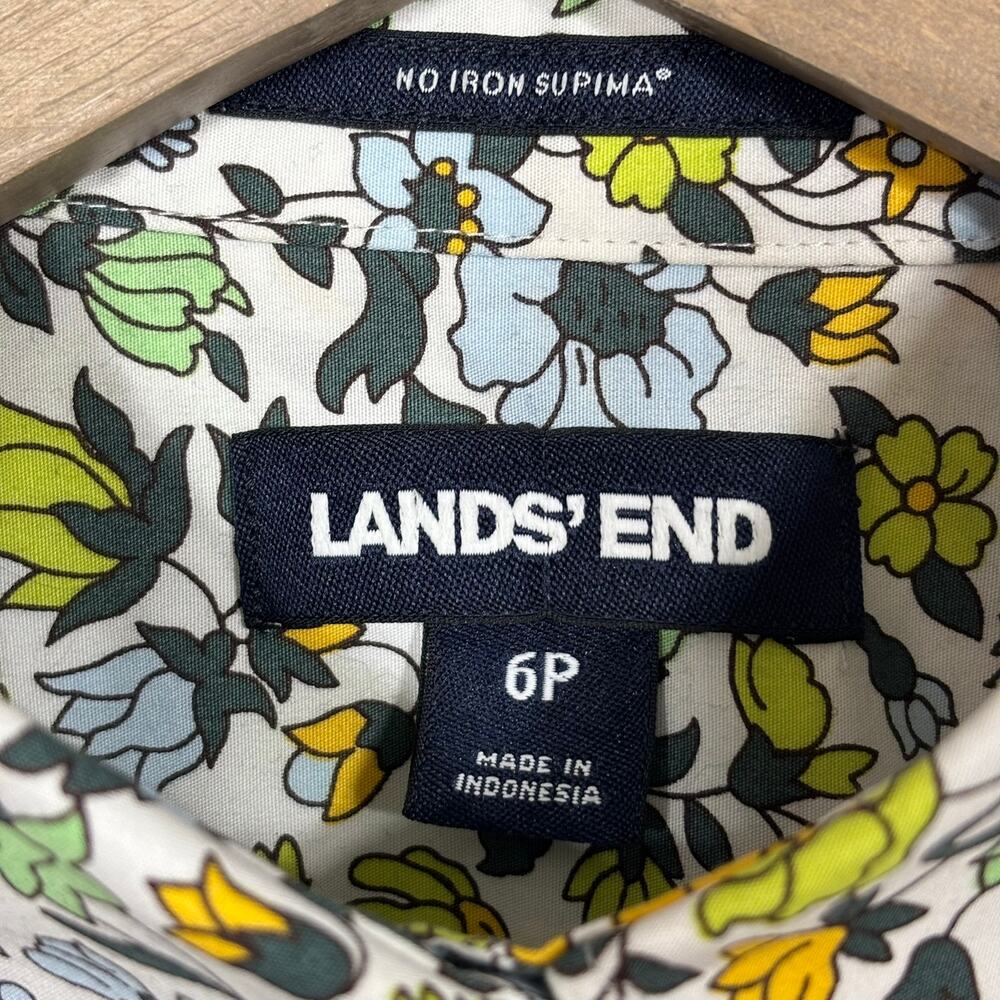 Lands' End Blouse 6P Floral Print Long Sleeve Cotton Garden Cottagecore - Picture 3 of 7